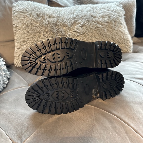 Black Studded Rhinestone Combat Moto Boot - Picture 8 of 8